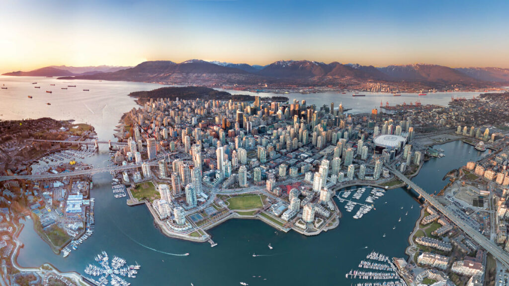 تصویری هوایی از مرکز شهر ونکوور